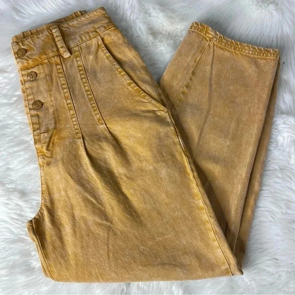Young Fabulous and Broke YFB Khaki High Waisted Straight Leg Pants Size Medium - Picture 7 of 8